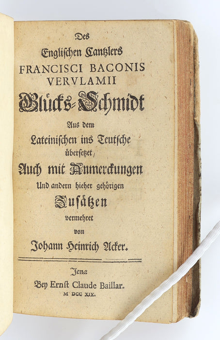 RARE GERMAN VERSION OF BACON'S 'ADVANCEMENT OF LEARNING'