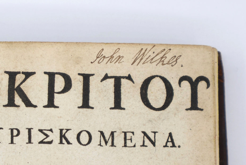 JOHN WILKES'S COPY OF THEOCRITUS