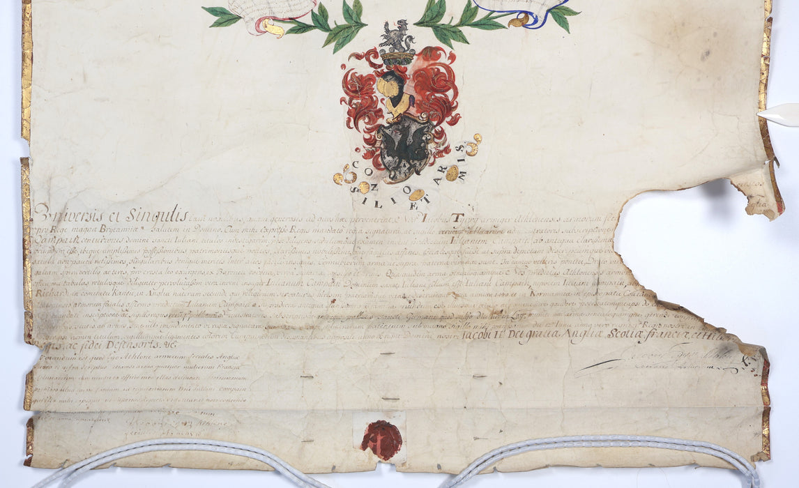 EXILED KING JAMES II GRANTS ARMS - FRENCH FAMILY CHAMPIONS ENGLISH DESCENT