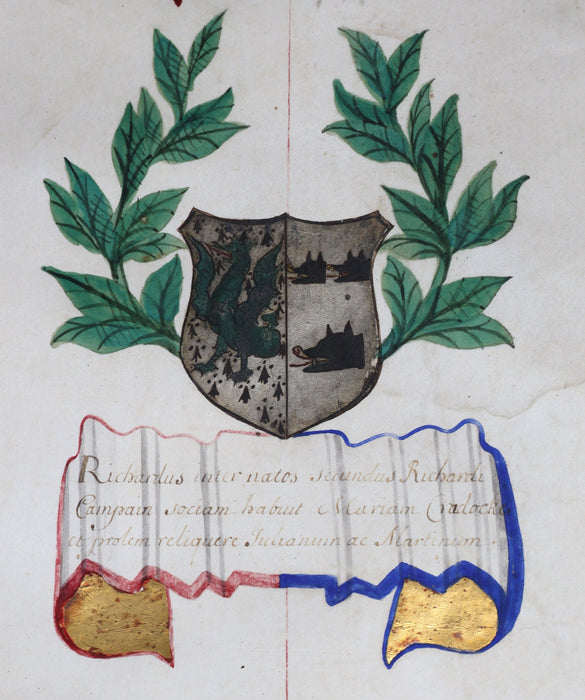 EXILED KING JAMES II GRANTS ARMS - FRENCH FAMILY CHAMPIONS ENGLISH DESCENT