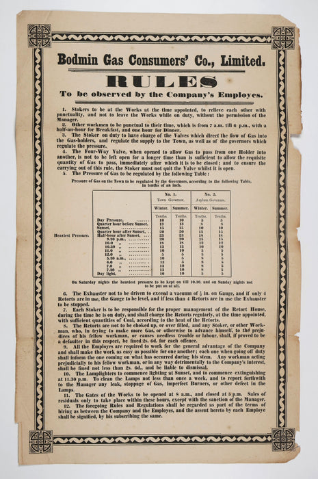 RULES FOR LAMPLIGHTERS AND STOKERS