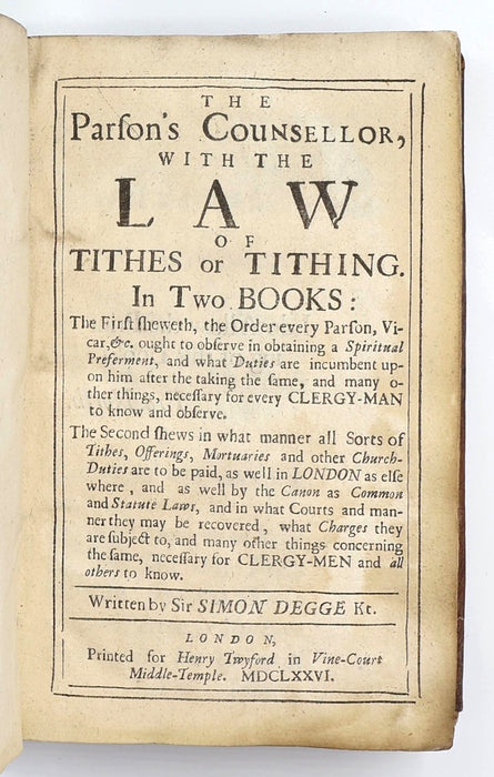 MIDDLE TEMPLE BOOKSELLER, WITH HIS PUBLISHER’S ADS.