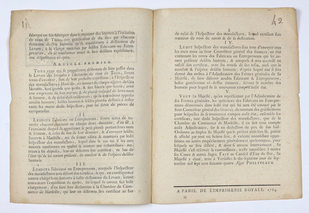 FRENCH MANUFACTURE OF BONNETS FOR LEVANT