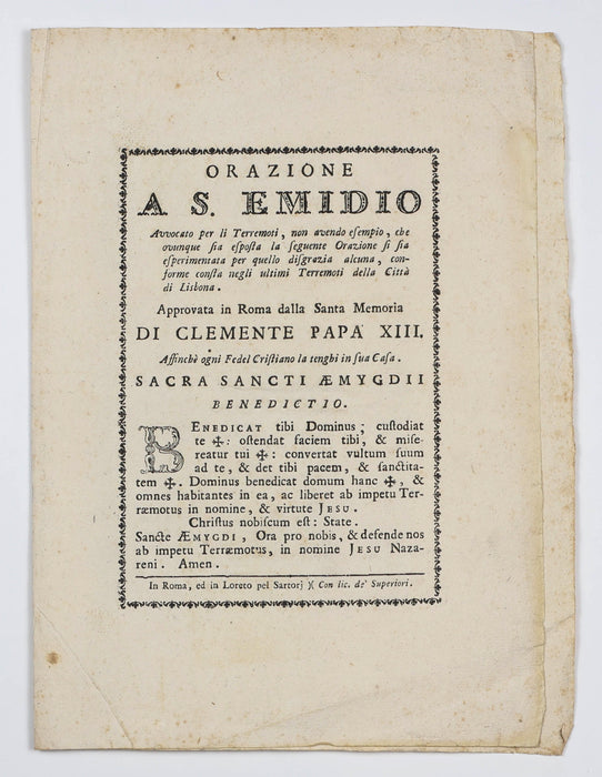 PROTECTIONS AGAINST EARTHQUAKE - DEPICTION OF NAPLES