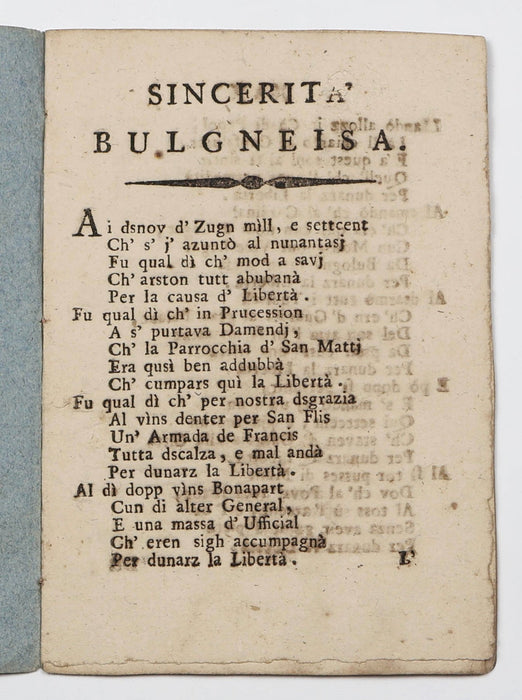 BOLOGNESE-DIALECT ANTI-NAPOLEONIC BALLAD