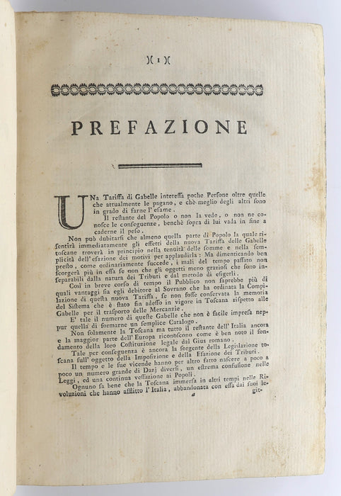TUSCAN TARIFFS - ENLIGHTENMENT LEGISLATION