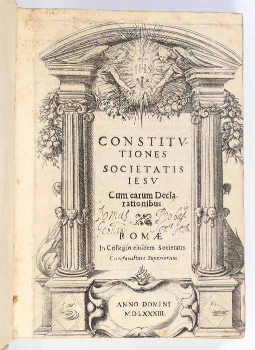 JESUIT CONSTITUTIONS - INTAGLIO TITLE PAGE